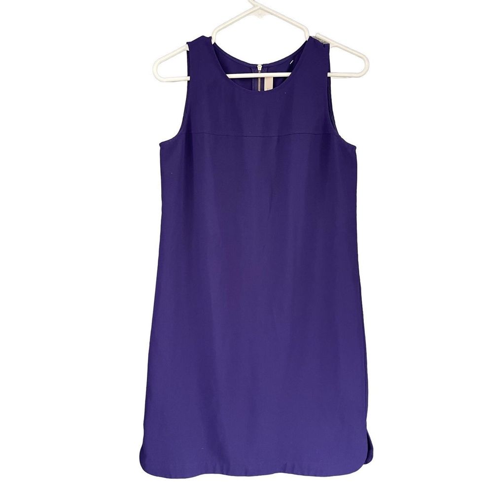 0444 Ann Taylor LOFT Purple Shift Dress Size 4 Small